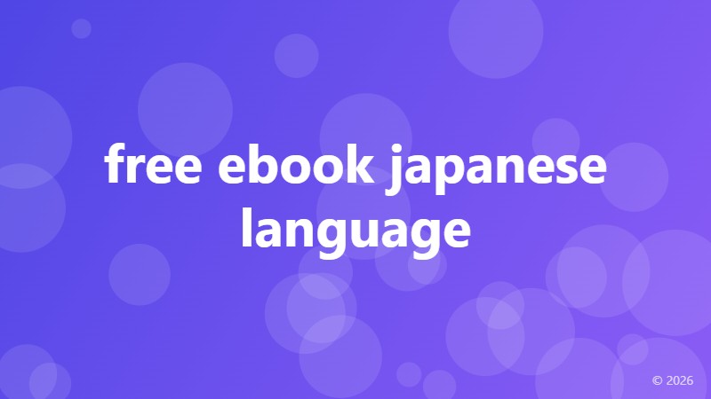 free ebook japanese language