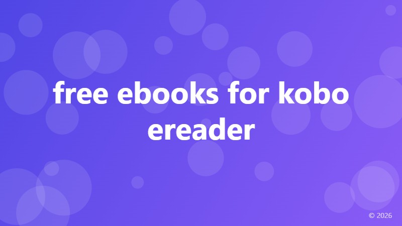 free ebooks for kobo ereader