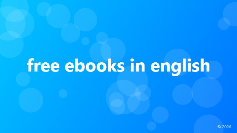 free ebooks in english