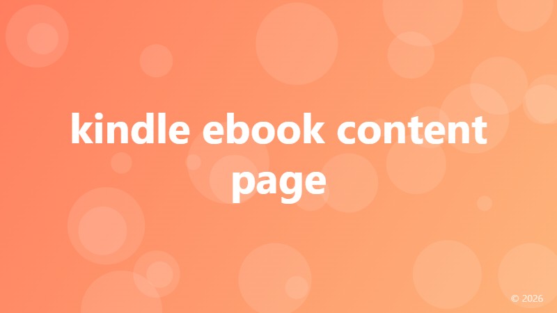 kindle ebook content page