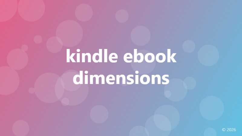 kindle ebook dimensions
