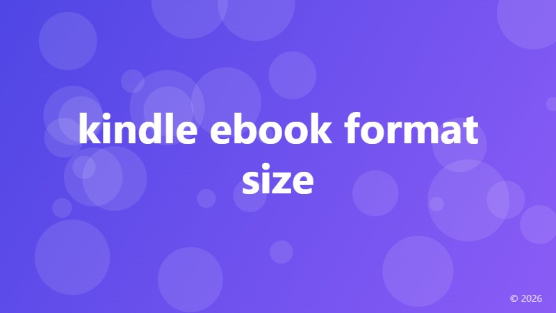 kindle ebook format size