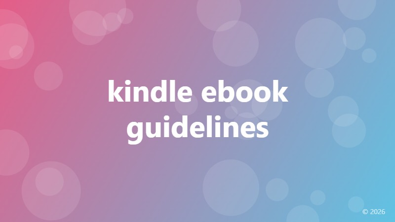 kindle ebook guidelines